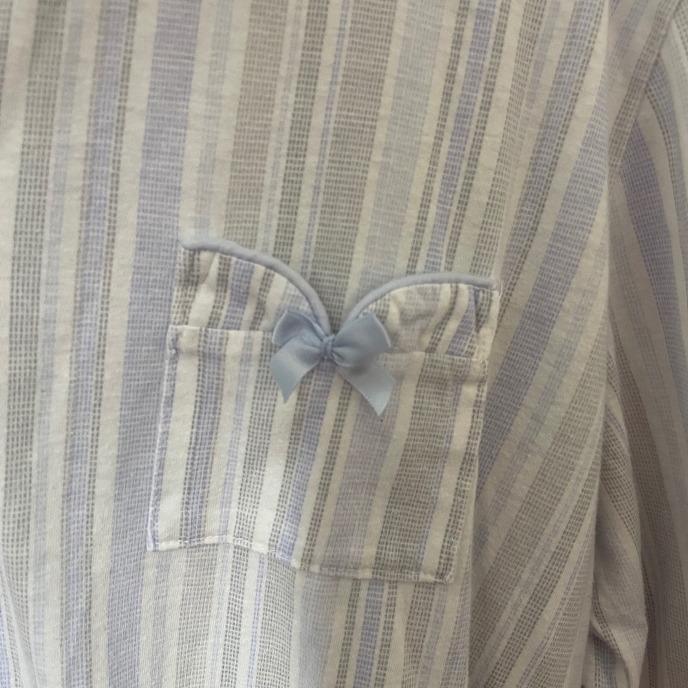 Laura Ashley Pajama Set Women's Size L Striped Button Top Pants Lounge Sleepwear - Picture 5 of 9